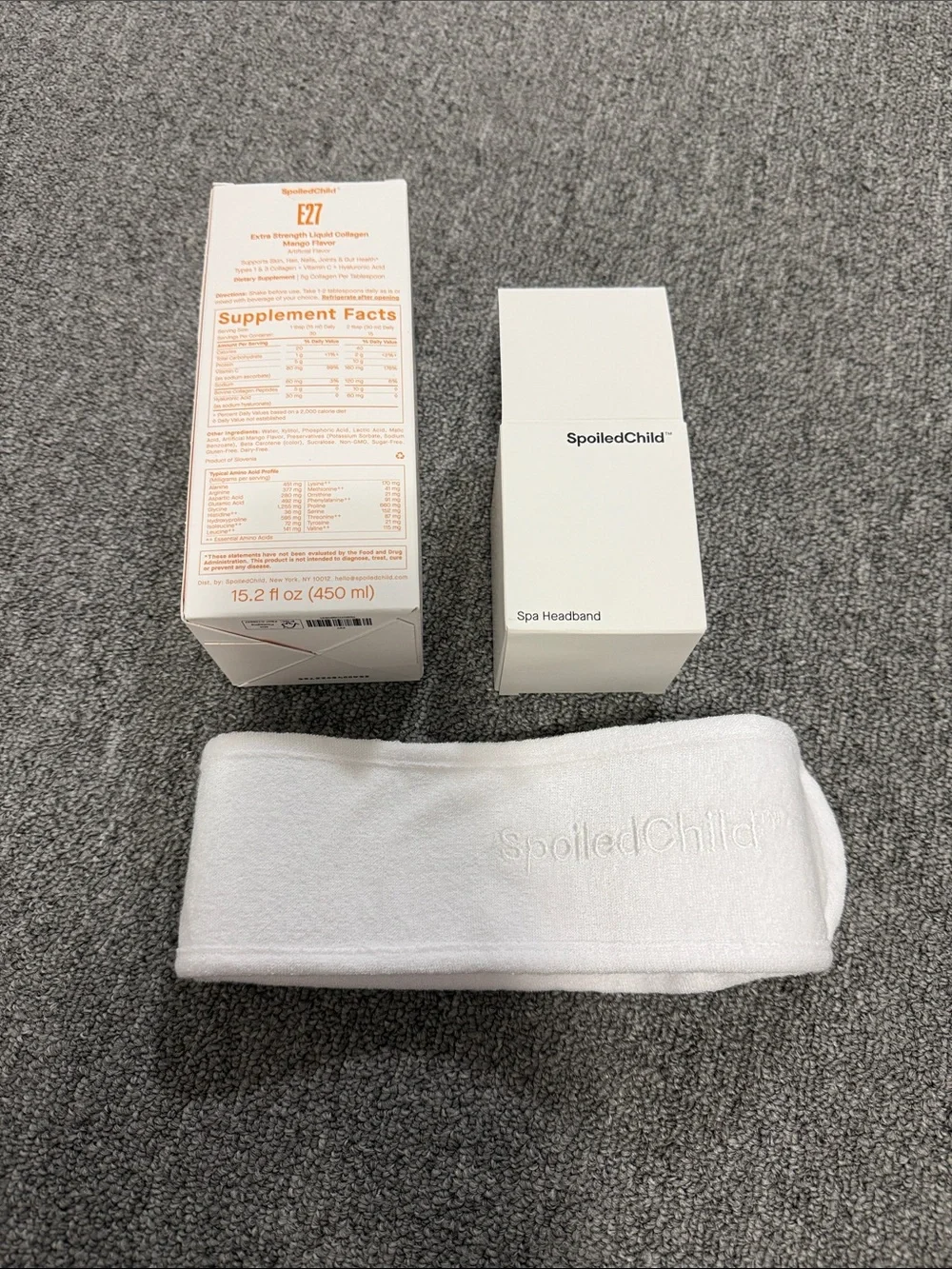 Spoiled Spa Headband - White and liquid extra strength collagen